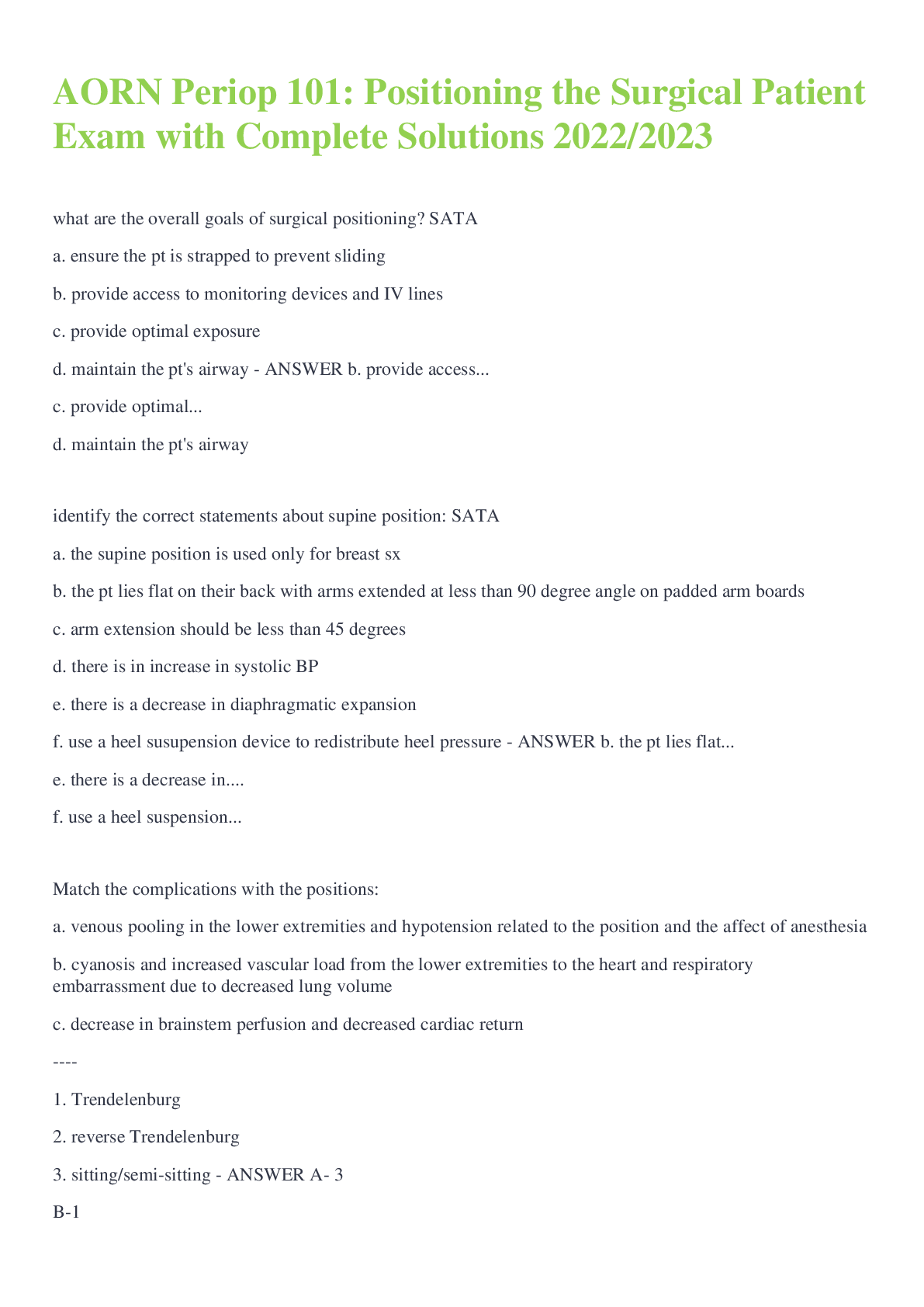 Preview image for AORN Periop 101 Final Exam